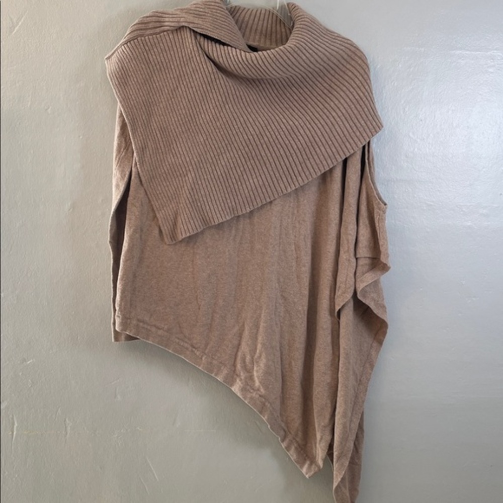 Nicholas K Asymmetrical Tan Poncho Sweater